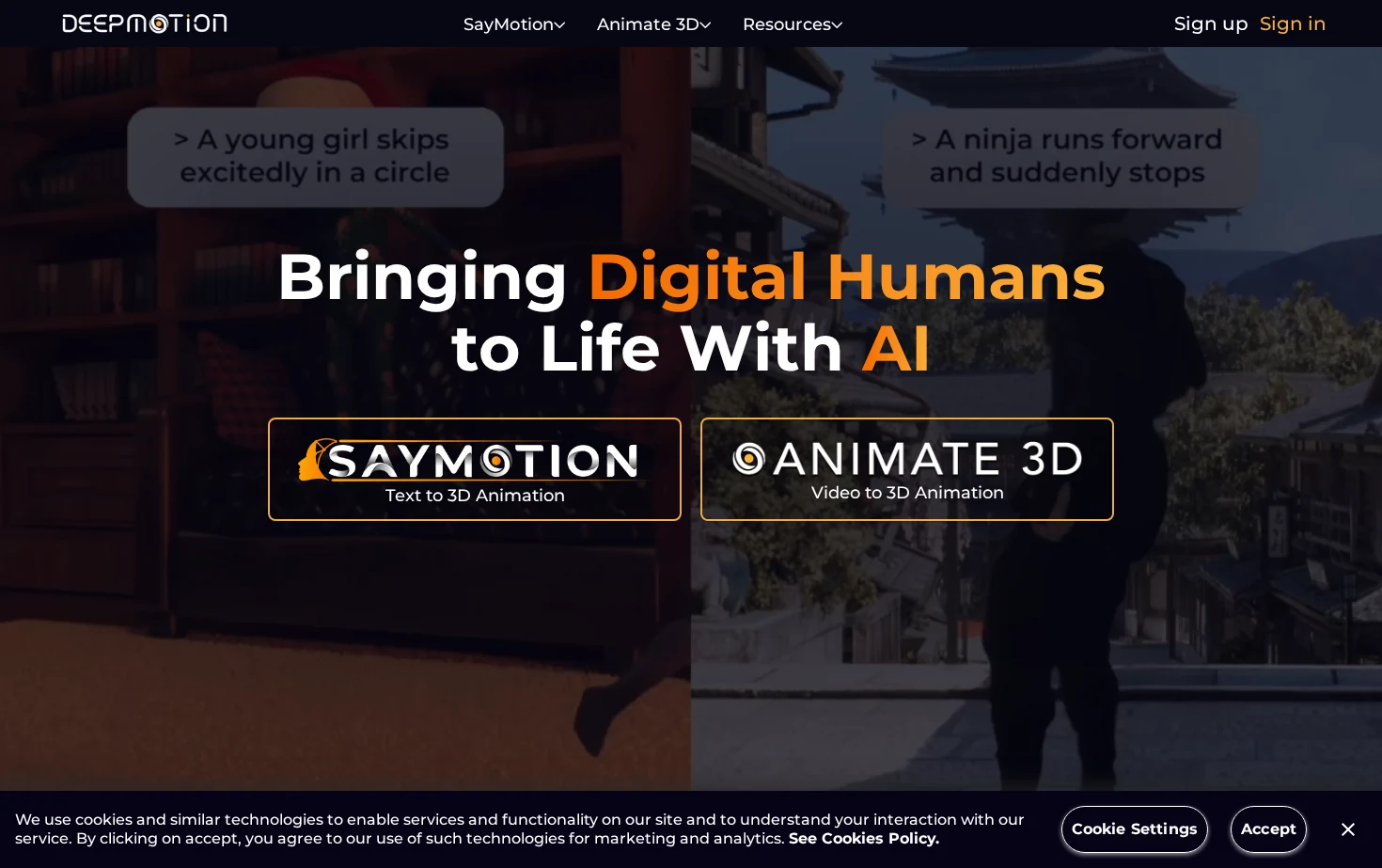 DeepMotion 页面快照